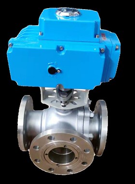 Q944F-16P电动三通法兰球阀L型45T型50不锈钢高温高压DN65 80 125