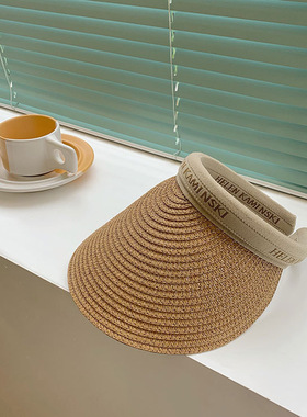 夏季新款韩版insn潮流草编空顶帽子女网红防晒遮阳帽发箍鸭舌帽