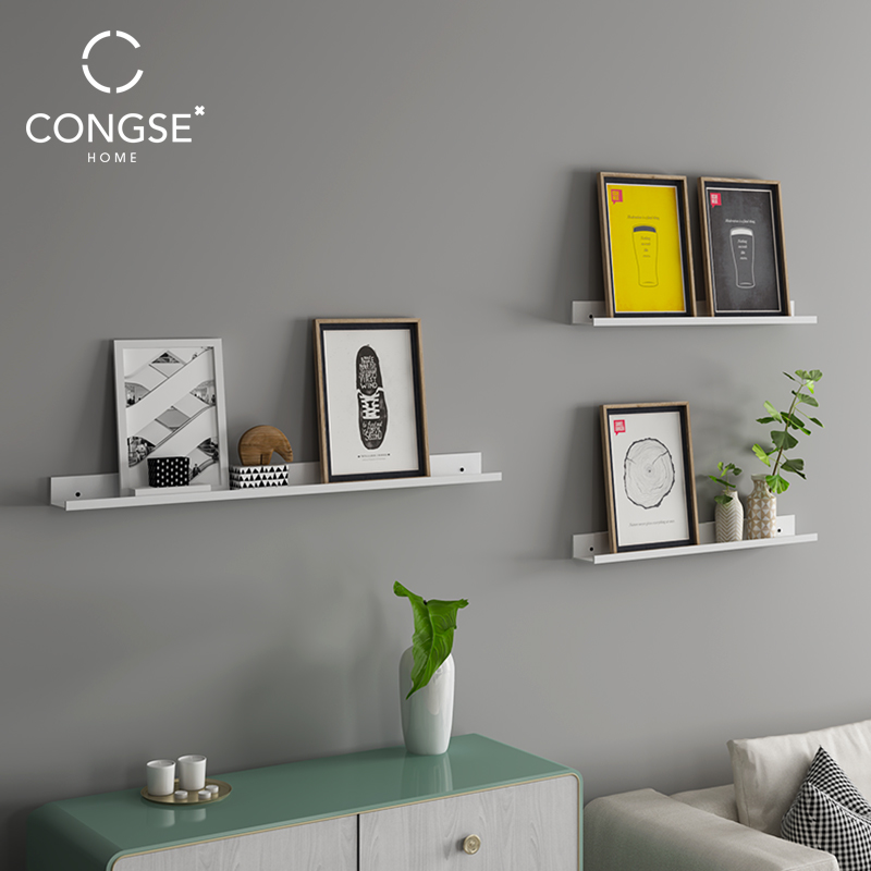 北欧墙上铁艺一字板置物架简约现代电视沙发墙壁装饰架相框架搁板