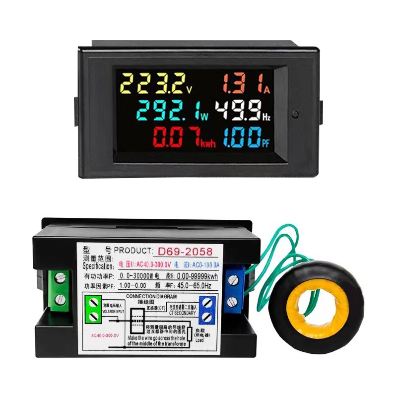 交流高精度电压电流表功率表电量显示功率因数频率数显智能测试仪