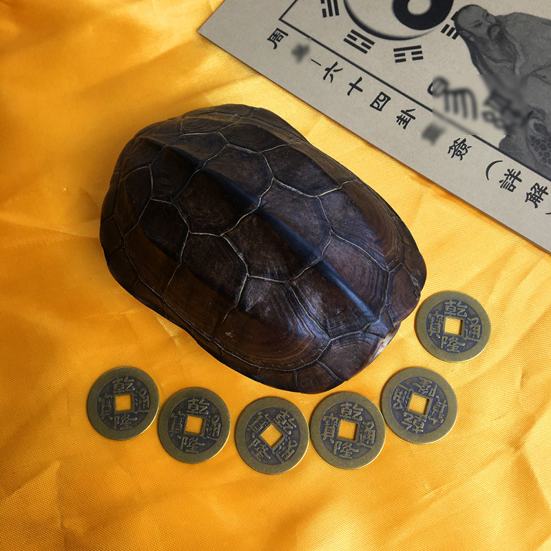 爻卦工具爻卦金钱龟甲龟壳周易八卦家居摆件铜乌龟壳六爻起卦用具
