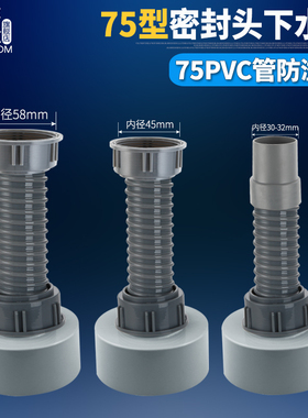 厨房洗菜盆下水管配件水池双密封水槽防反水防溢水防臭75pvc接头