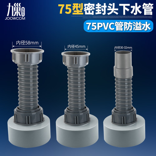 水槽防反水防溢水臭75pvc接头管