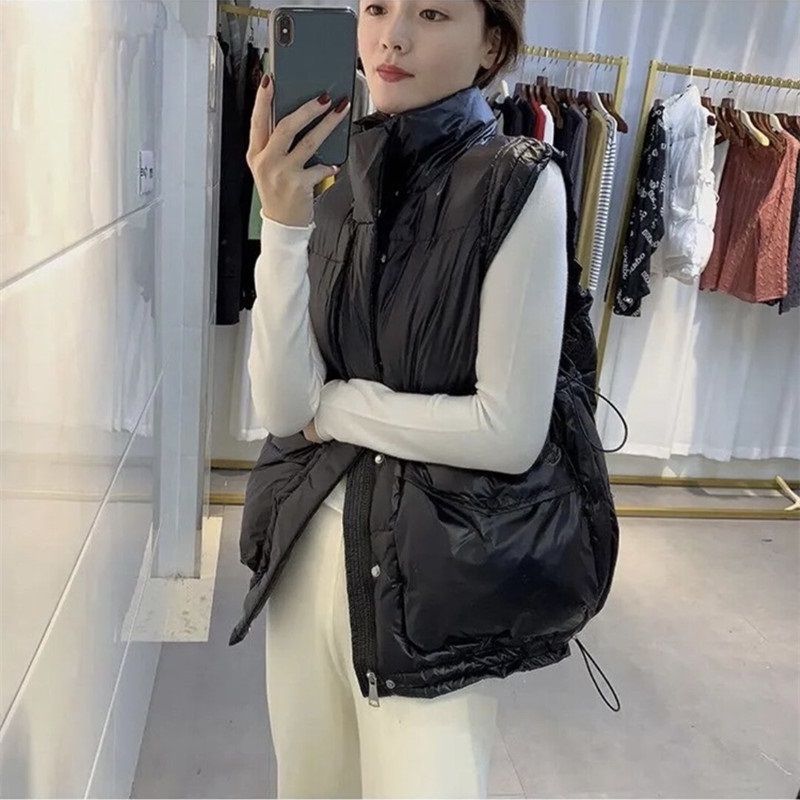 欧洲站2024新款羽绒棉服女轻薄马甲短款韩版宽松显瘦外穿背心马夹
