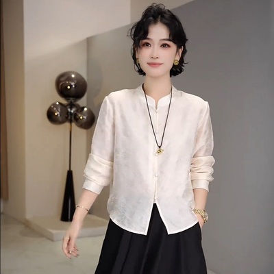 新中式国风长袖衬衫女2025秋款百搭宽松显瘦时尚减龄小个子小衫上