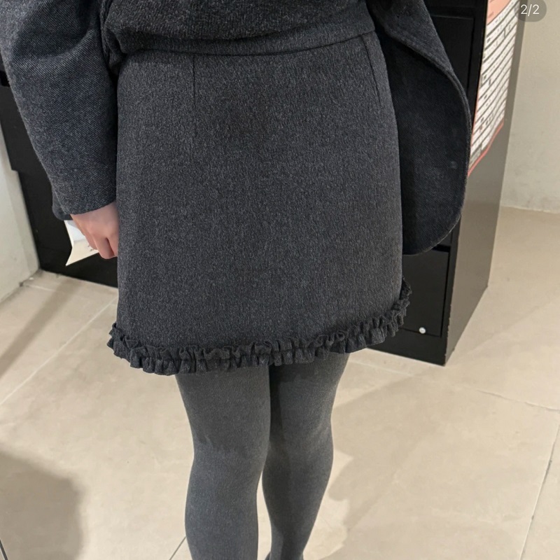 欧货木耳边毛呢防走光A字包臀半身裙2025春秋新款高腰显瘦短裙女