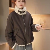 设计感双面穿毛绒短派克服外套女2025冬季 新款 高级感保暖夹克外套