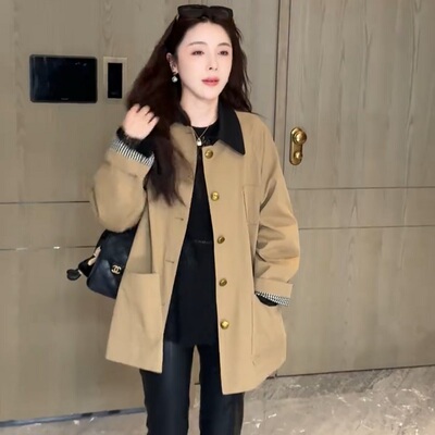 韩系高级感卡其色风衣外套女2025春秋季新款爆款小个子巨好看上衣