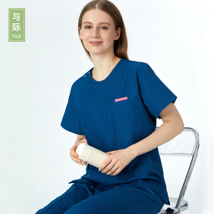 洗手衣男女秋冬短袖 分体护士服刷手衣偏襟拉链 口腔医生工作服长袖