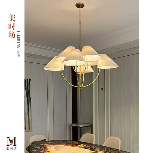 美式客厅吊灯全铜VC1:1Kinsley乡村别墅设计师样板房复古餐厅灯具