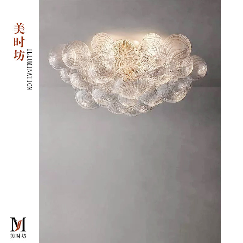 美式中古VC玻璃球吸顶灯泡泡衣帽间主卧室法式客厅浪漫氛围led灯