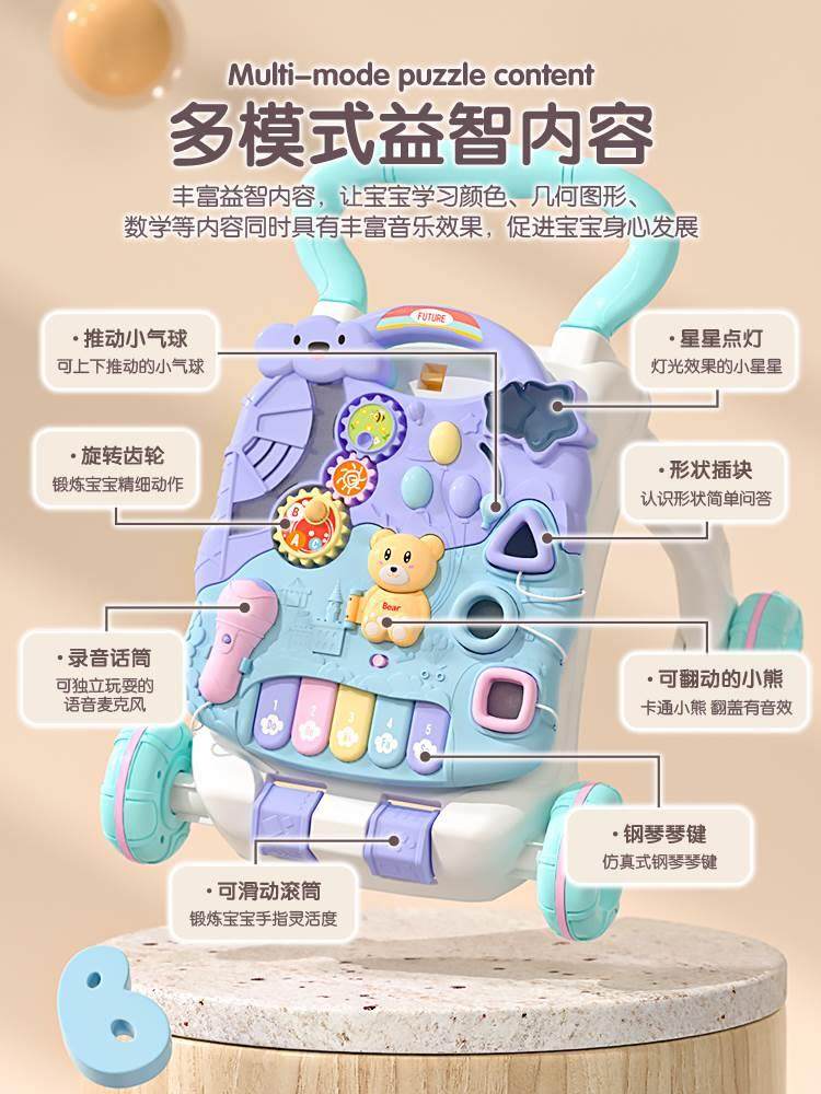 婴幼儿防侧翻手推车学走路防o型腿加宽脚距可变学习桌钢琴学步车.