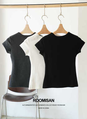 ROOMISAN2024新品高端系列超短合体短袖圆领T恤24003