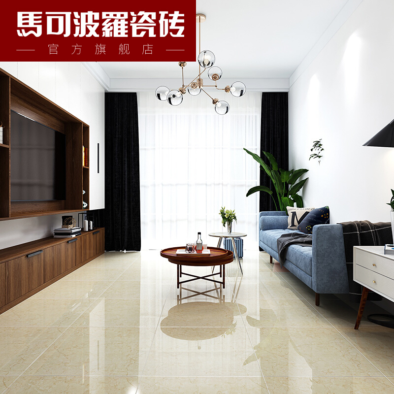 波罗瓷砖简约现代客厅地砖全抛釉厨卫砖防滑金叶米黄800x800 ch88