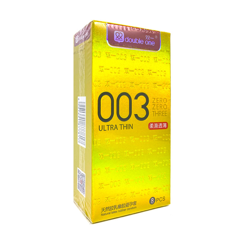双一 003柔滑透薄天然胶乳橡胶避孕套 8只