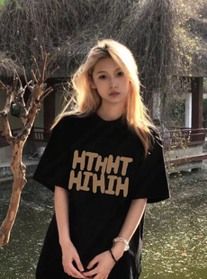 纯棉200克后包领包肩T恤女