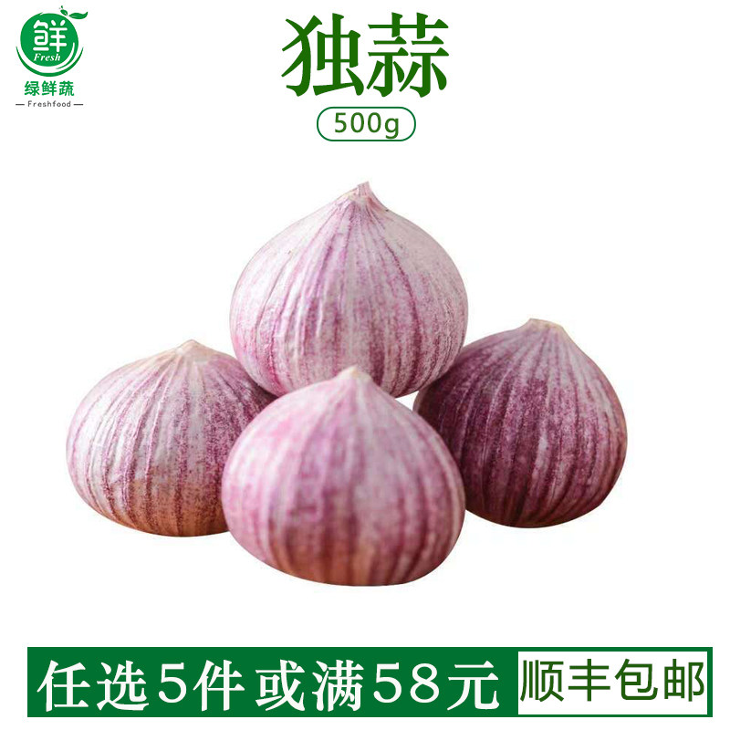 新鲜独头蒜500g紫皮大蒜头紫皮蒜农家独蒜非干蒜西餐食材现挖鲜蒜