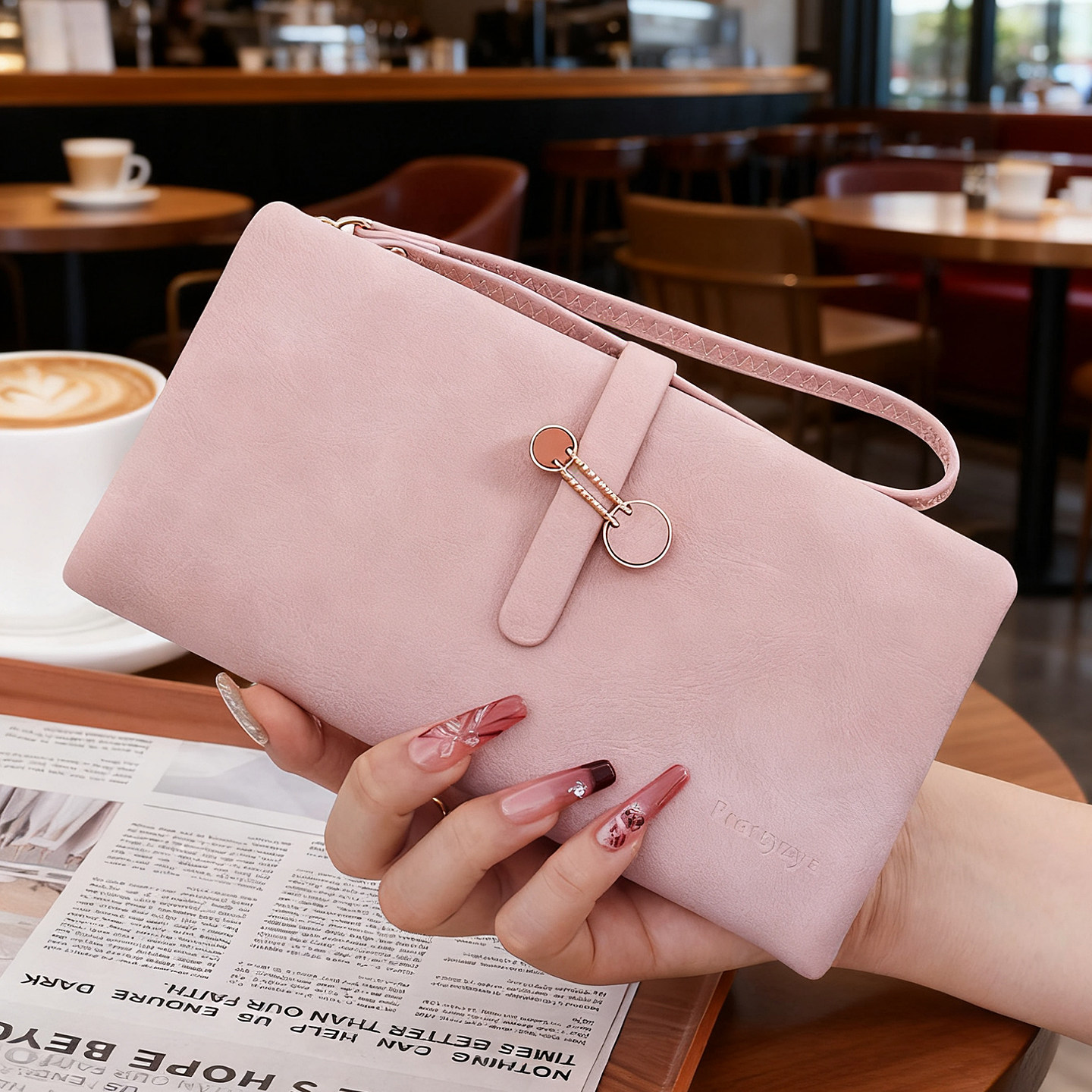 钱包女款2025新款现金钱夹大容量女士钱包皮带扣卡包高档手拿包女