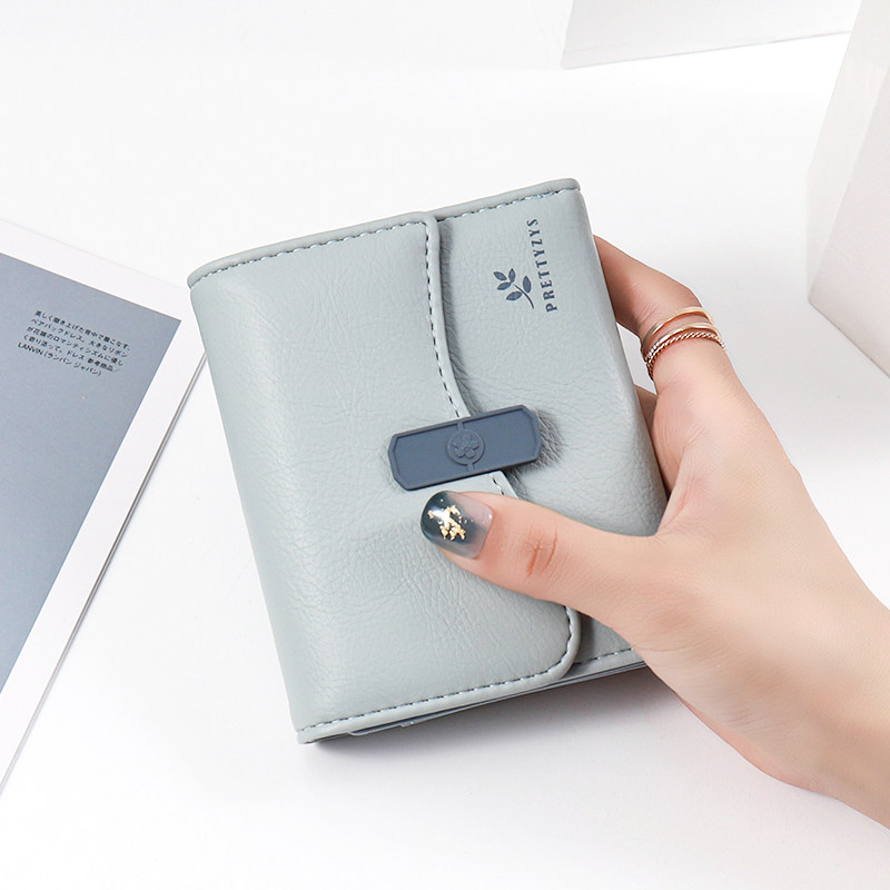 钱包小众设计2021新款网红小清新软皮折叠零钱包韩国女士钱包短款