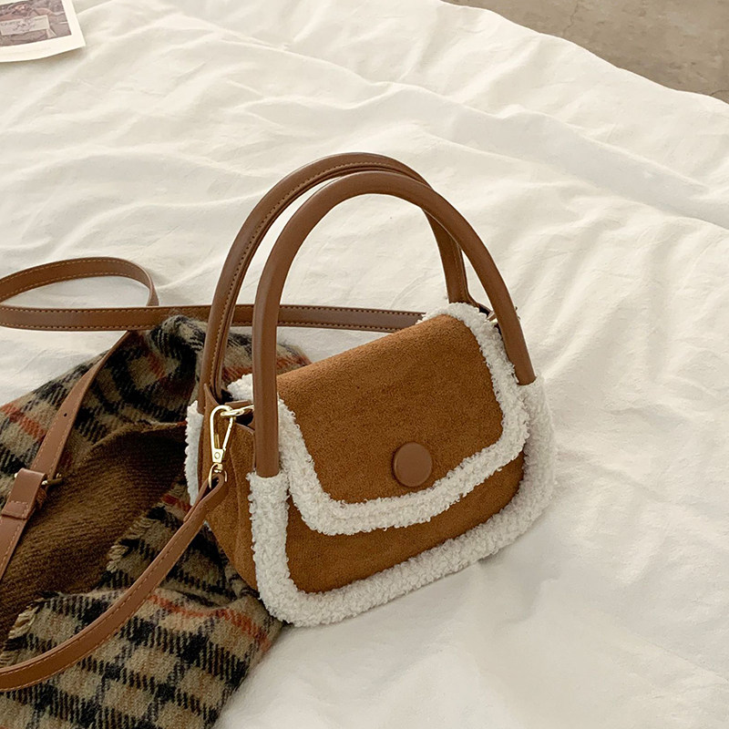 秋冬高级感包包2025新款包包毛毛百搭羊羔毛手提包潮小包女斜挎包