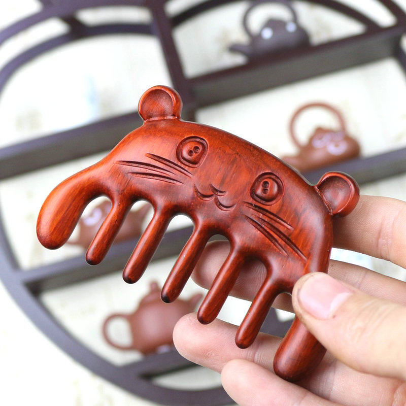 可爱猫咪经络按摩梳头皮养生大宽齿梳定制刻字送亲友节日创意礼物