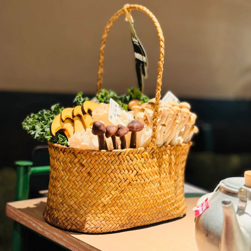 Креативный Ретро Ресторан Sansheng Hot Pot с овощами и грибами, овощное блюдо ручной работы, переносная корзина из ротанга Изображение 1