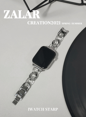 ZOLAR树脂拼接金属iWatch6se表带适用123代苹果手表小香风44/42潮