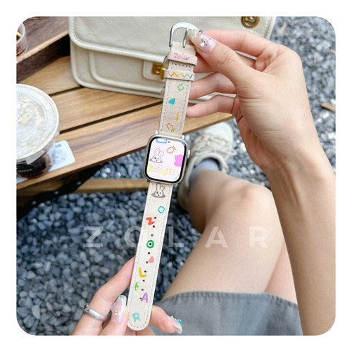 applewatch涂鸦复古真皮表带