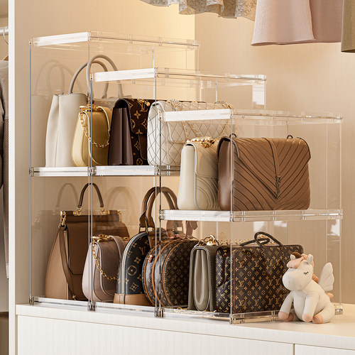 包包收纳柜衣柜放包的置物架亚克力包柜展示分格整理防尘放置神器