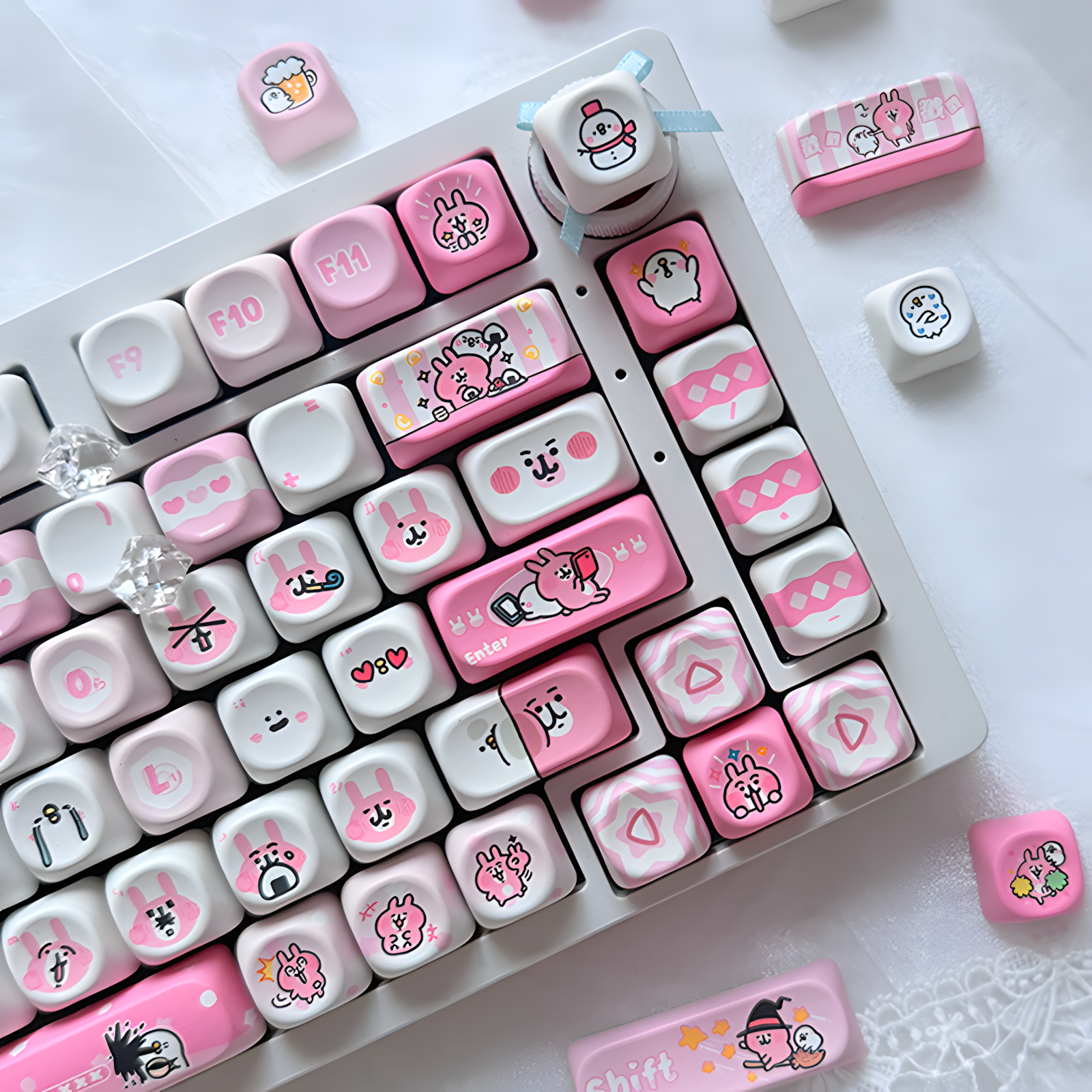 蹦蹦studio键盘原厂卡娜赫拉兔客制化个性可爱原厂pbt热升华键帽