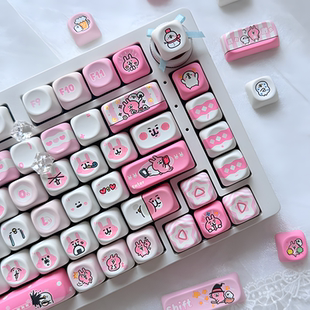 蹦蹦studio键盘原厂卡娜赫拉兔客制化个性可爱原厂pbt热升华键帽