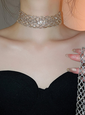 冷淡风轻奢镶钻镂空锁骨链女