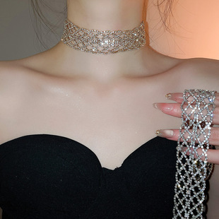 冷淡风镶钻镂空项链简约小众时尚 通勤百搭锁骨链轻奢高级感颈链女