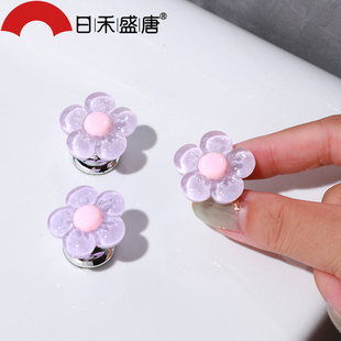 浴室小花按钮马桶按压器可爱美甲专用卫生间水箱开关按键抽屉把手