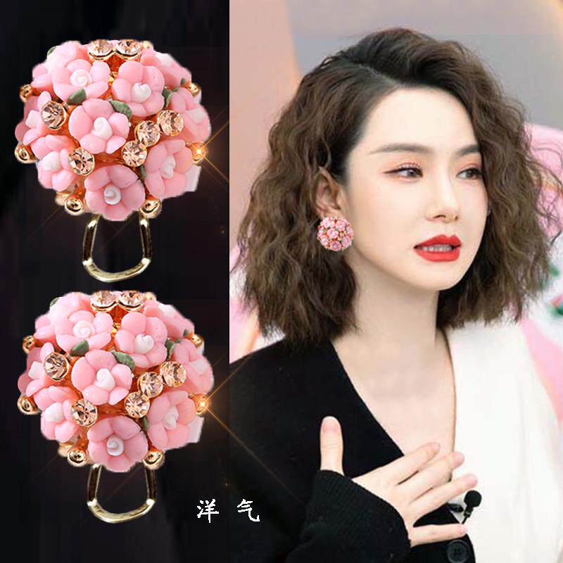 爆款花朵陶瓷耳环夸张高级感独特2026年新款潮气质时尚耳夹大耳坠