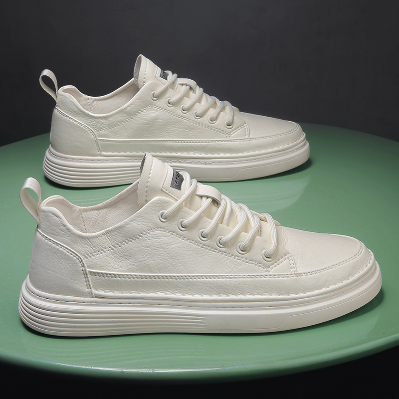 欧洲站休闲板鞋男士新款百搭低帮防滑小白鞋时尚运动皮鞋平底鞋子