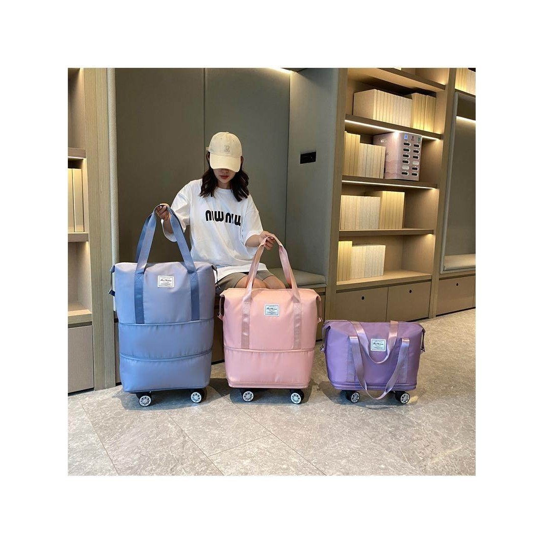带滑轮万向轮轮子的旅行包女大容量轻便折叠拉杆行李包购物行李袋