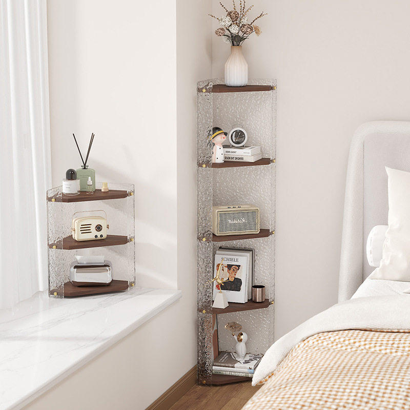 墙拐置物架桌面三角架转角一体靠墙亚克力收纳架墙角多层落地书架