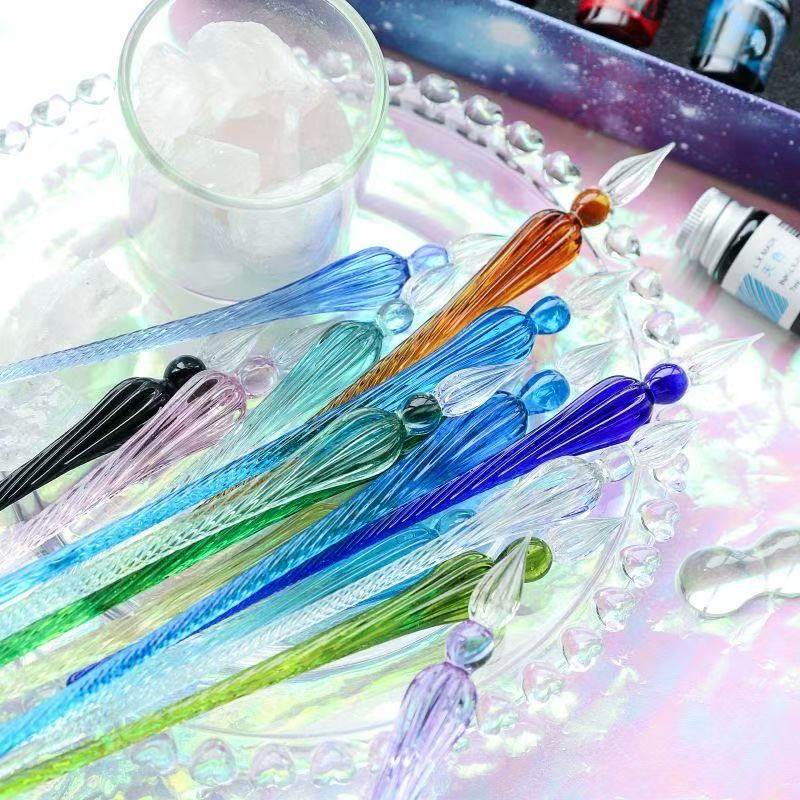 自由星空笔玻璃笔渐变色礼盒套装蘸水笔商务礼品笔学生用水晶钢笔,文具电教/文化用品/商务用品,其它功能笔,淘宝优惠券,粉丝福利购,淘宝优惠卷