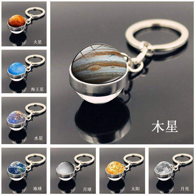 黑科技书包挂件夜光八大行星银河系月亮星球水晶玻璃钥匙扣吊坠挂