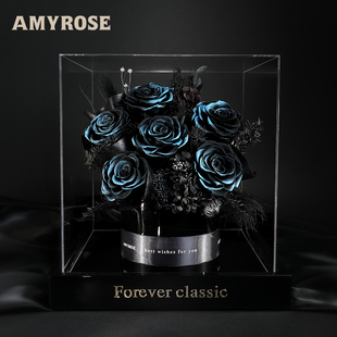 AMYROSE永生花真花玫瑰花束高级感新婚生日情人节礼物送女友