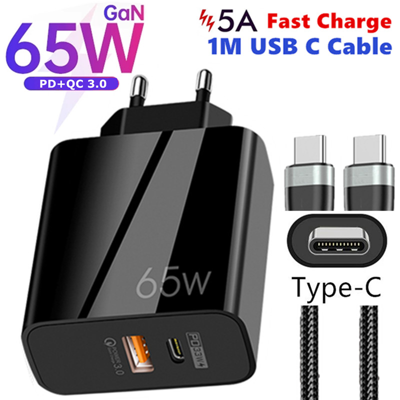 Supercharge USB Type C Cable QC3.0 65W PD fast Charger for S