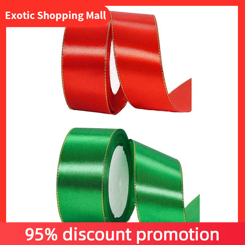 22m X 4cm Christmas Ribbons Golden Satin Ribbons with Gold E怎么样,好用不?