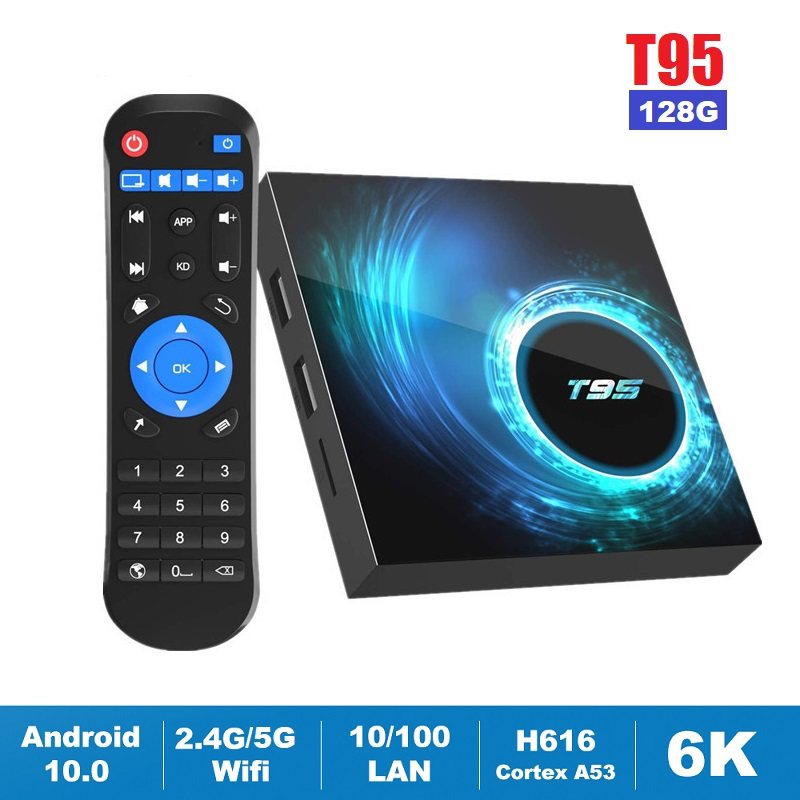 128G T95 스마트 TV 박스 안드로이드 10.0 ALLWINNER H616 쿼드 코어