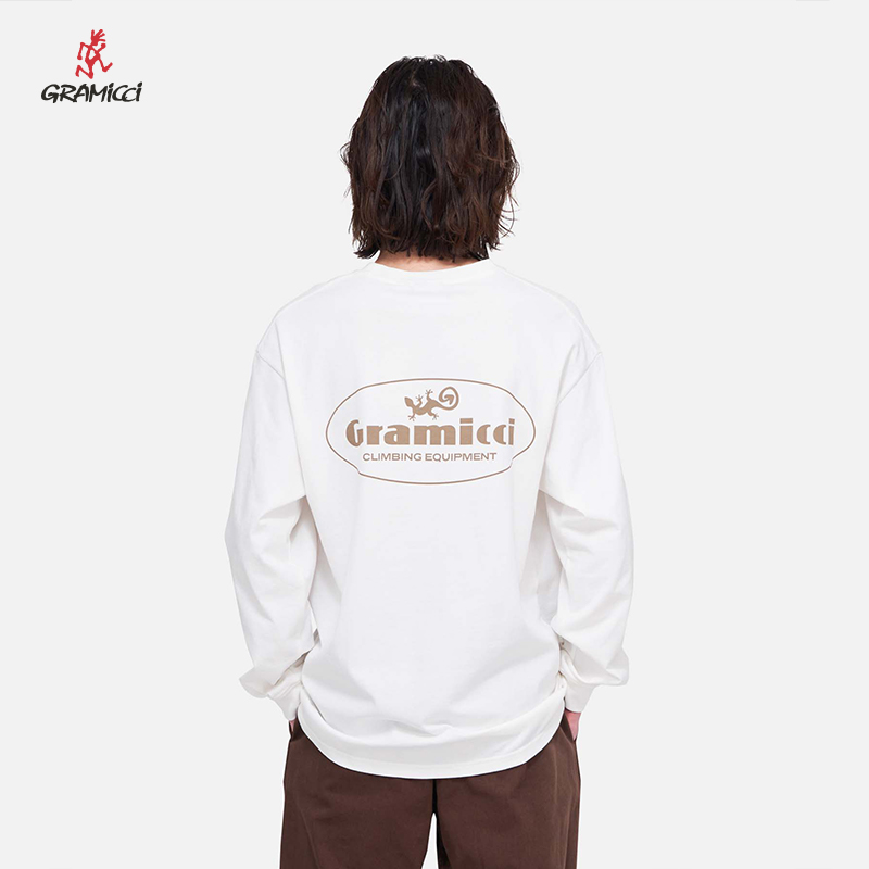 GRAMICCI小野人情侣款印花图案长袖T恤G5SU-T164