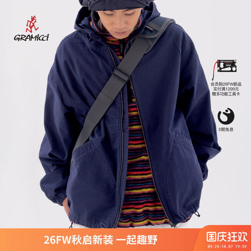 Gramicci小野人连帽人字纹外套男
