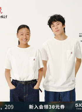 GRAMICCI小野人男女同款山系刺绣休闲纯棉logo短袖T恤1948-STS