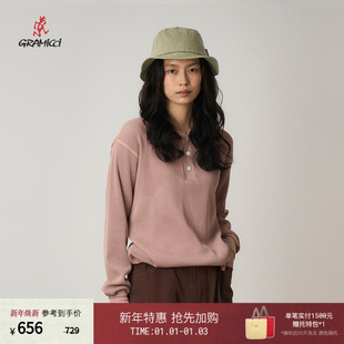 F3006 T恤GUT5 GRAMICCI小野人华夫格亨利衫 复古休闲长袖