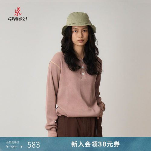 GRAMICCI小野人华夫格亨利衫复古户外休闲纯棉长袖T恤GUT5-F3006