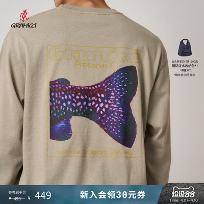 【季末折扣】GRAMICCI小野人男女同款鱼尾图案长袖T恤G5FU-T099